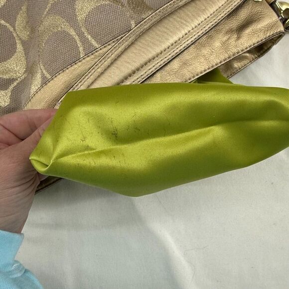 Coach Purse Gold Canvas Leather Jacquard Tote Hobo Shoulder Bag L0868-13500 - Picture 8 of 12